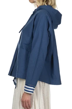 Fashion Nachukara Cotton Hooded Shirt Jacket - Blue
