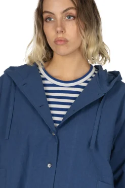 Fashion Nachukara Cotton Hooded Shirt Jacket - Blue
