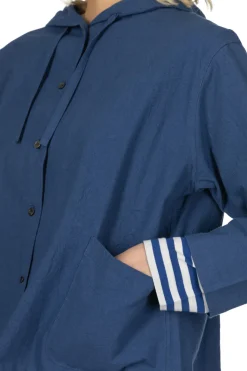 Fashion Nachukara Cotton Hooded Shirt Jacket - Blue