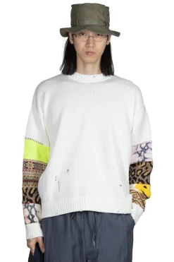 Fashion Kapital 56 Cotton Knit Hippie Sleeve Crew Sweater - White