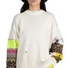 Outlet Kapital 56 Cotton Knit Hippie Sleeve Crew Sweater - Natural