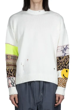 Fashion Kapital 56 Cotton Knit Hippie Sleeve Crew Sweater - White