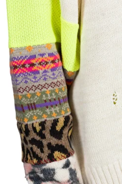 Outlet Kapital 56 Cotton Knit Hippie Sleeve Crew Sweater - Natural