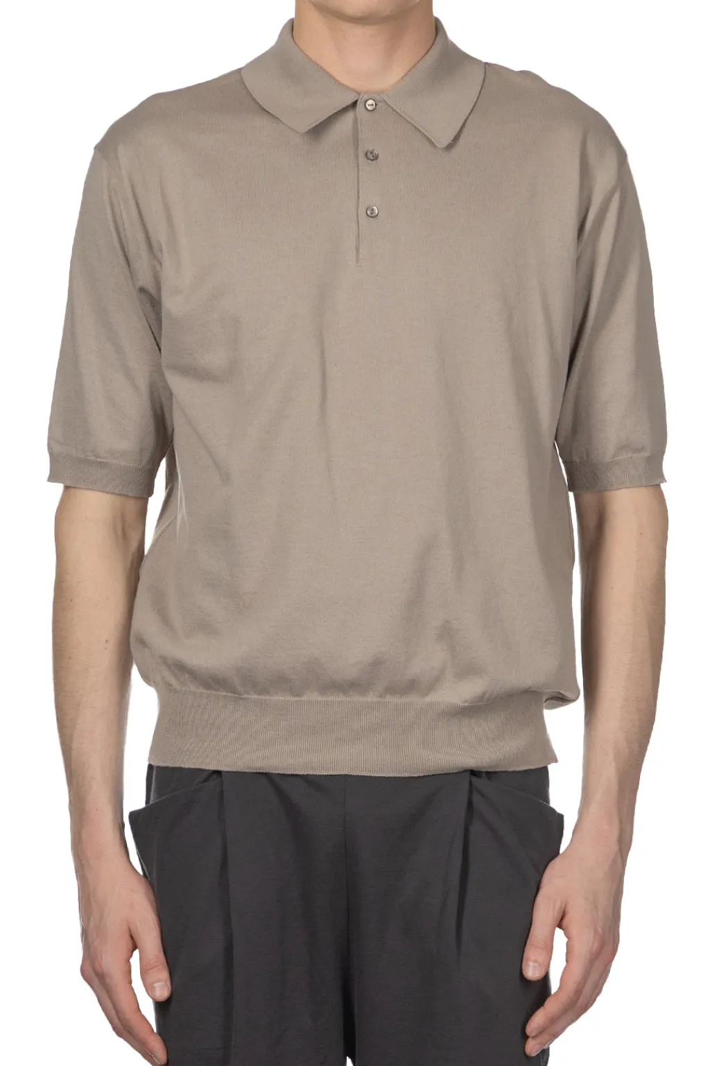 Discount Kaptain Sunshine Cotton Knit Poloshirt - Taupe