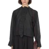 Online YLEVE Cotton Lawn Fuffled Blouse - Charcoal