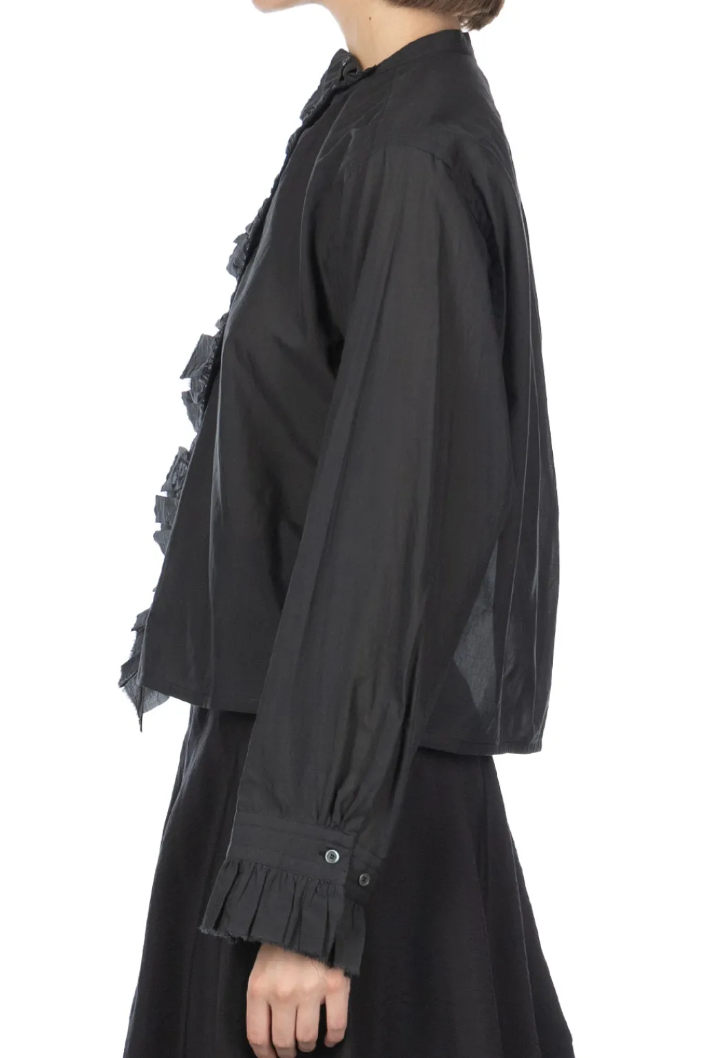 Online YLEVE Cotton Lawn Fuffled Blouse - Charcoal