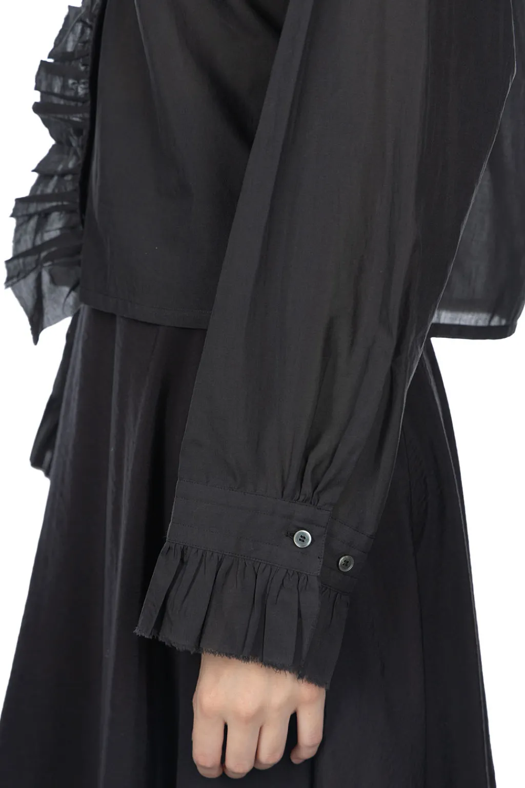 Online YLEVE Cotton Lawn Fuffled Blouse - Charcoal
