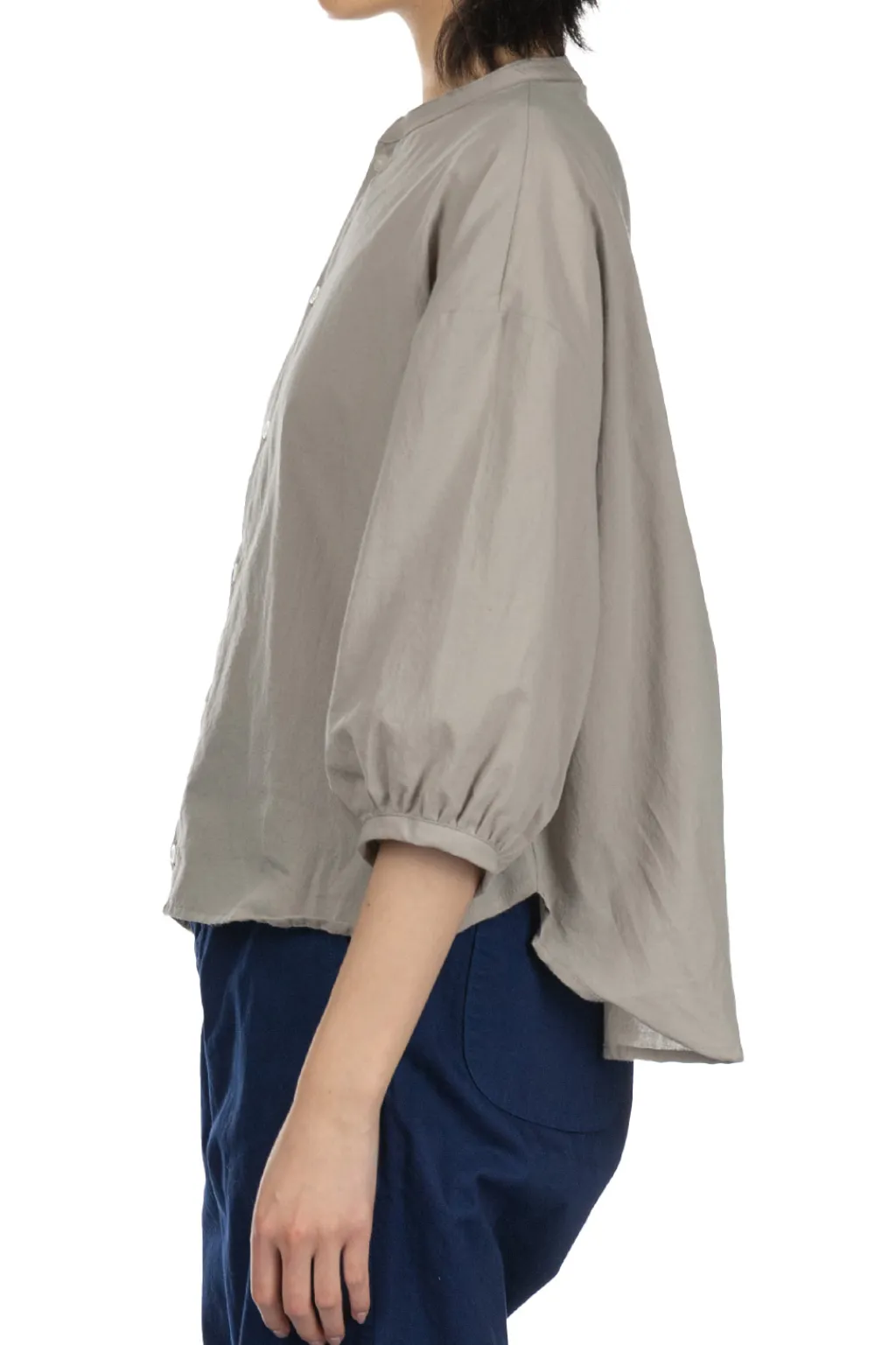 Clearance NARU Cotton Lawn Round Shirt - Grey