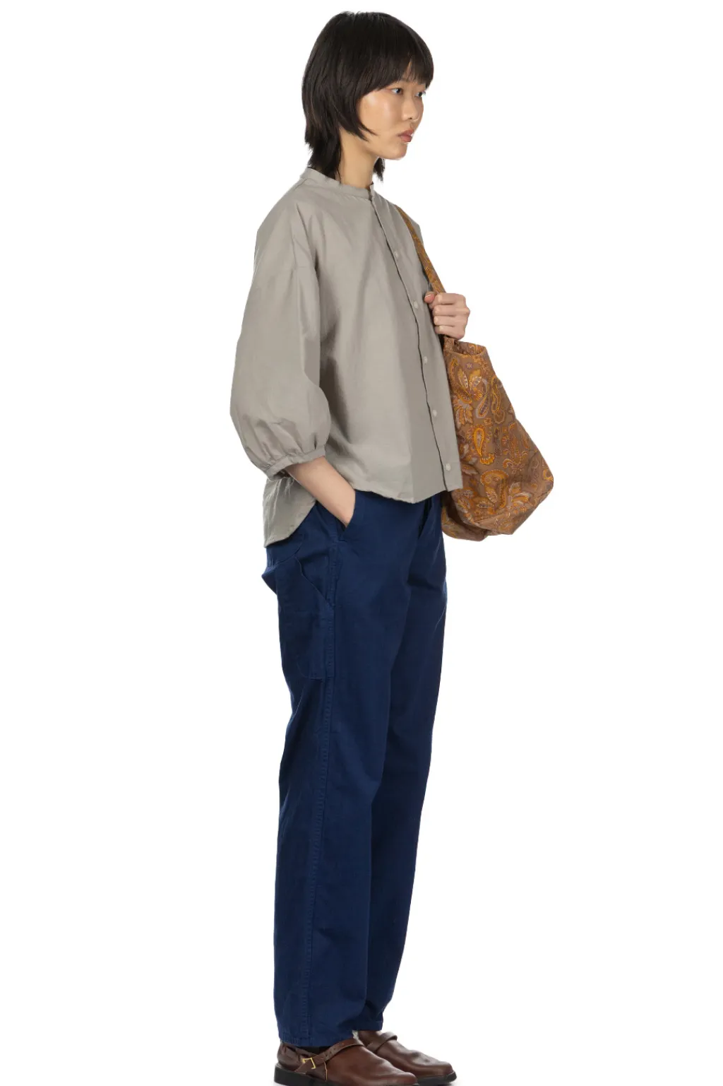 Clearance NARU Cotton Lawn Round Shirt - Grey