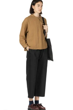 Fashion Nachukara Cotton Linen Double-Woven Round Collar Shirt - Beige