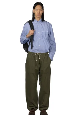 Online Comme Des Garcons Homme Cotton Linen Herringbone Pants - Khaki