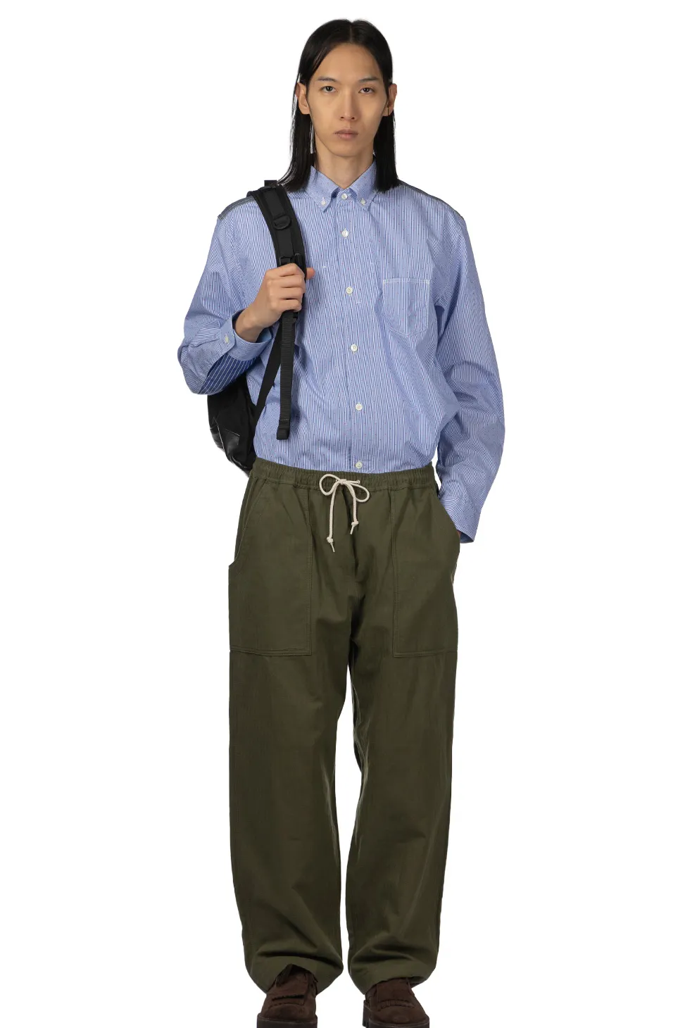 Online Comme Des Garcons Homme Cotton Linen Herringbone Pants - Khaki