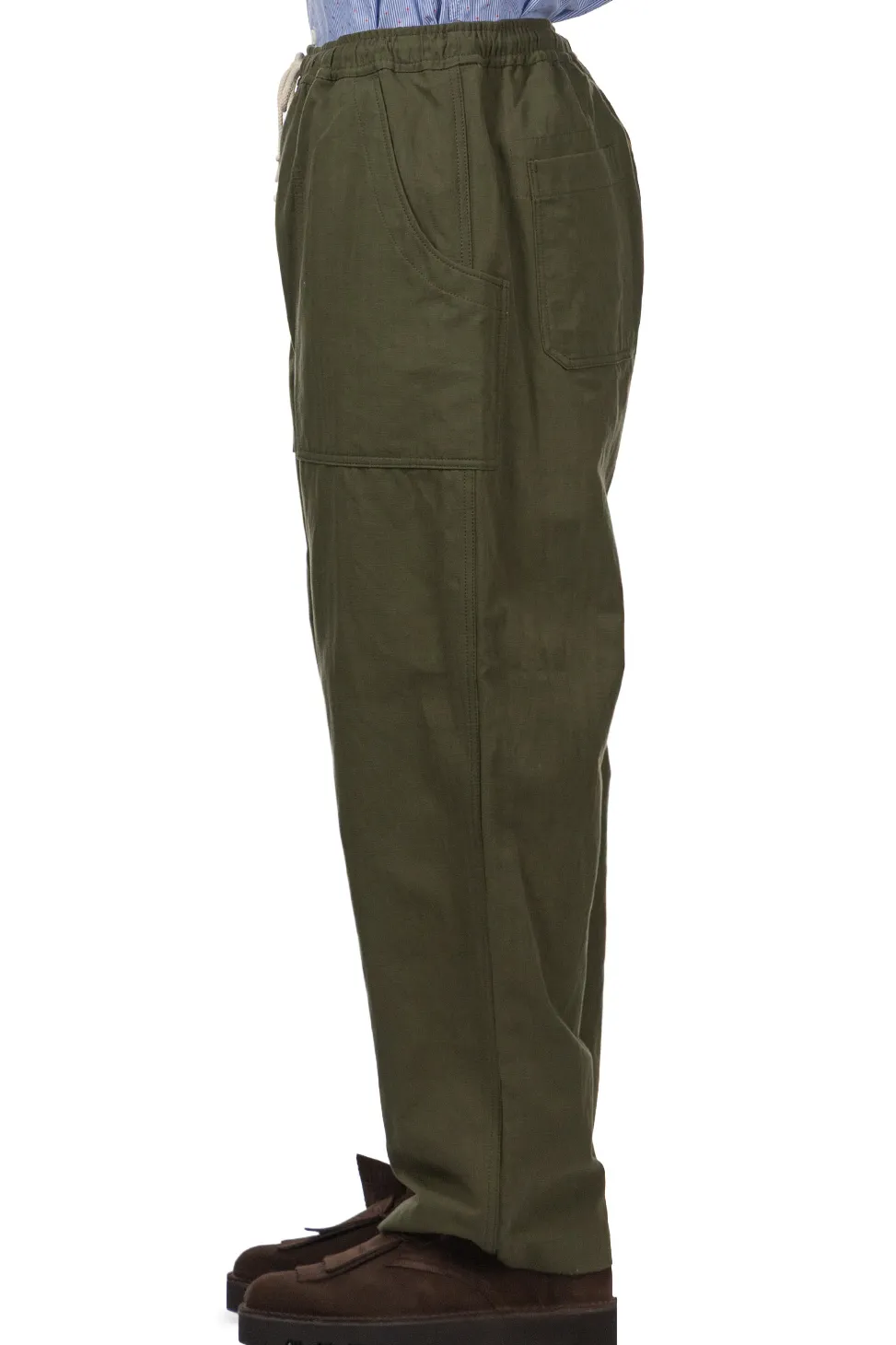 Online Comme Des Garcons Homme Cotton Linen Herringbone Pants - Khaki