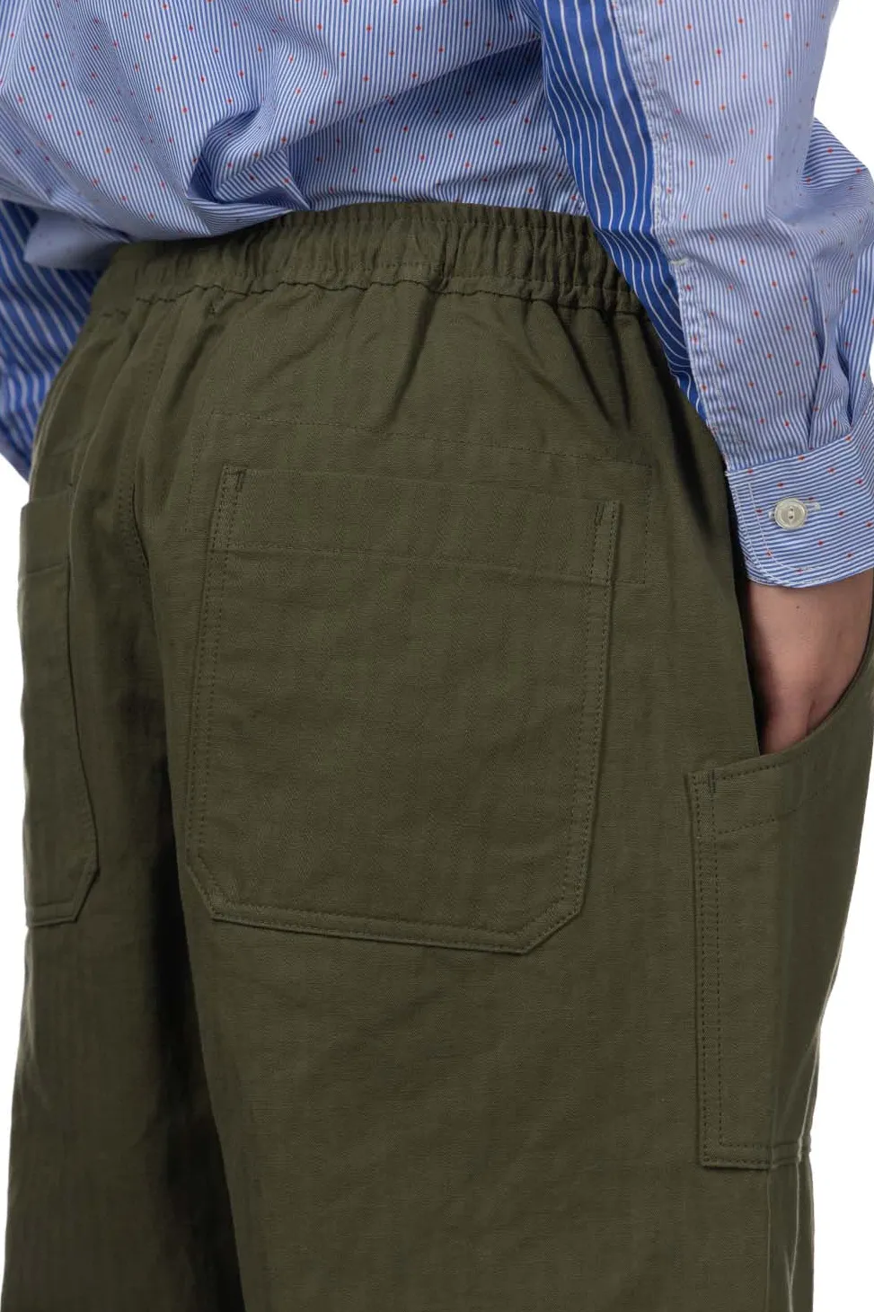 Online Comme Des Garcons Homme Cotton Linen Herringbone Pants - Khaki