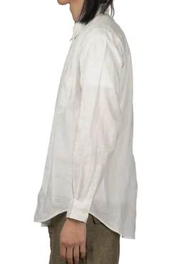 Hot Manual Alphabet Cotton Linen Loose Fit Collar Shirt - White