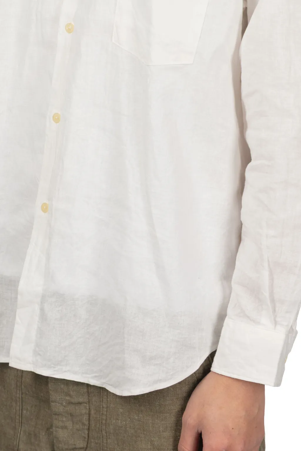 Hot Manual Alphabet Cotton Linen Loose Fit Collar Shirt - White