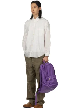 Hot Manual Alphabet Cotton Linen Loose Fit Collar Shirt - White
