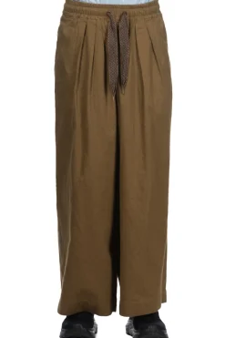 Online Kapital Cotton Linen Twill RUDE Baggy Pants - Khaki