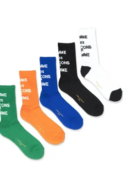 New Comme Des Garcons Homme Cotton Mix Logo Socks - 5 Colors