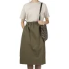 Outlet Tigre Brocante Cotton Nylon Side Slit Skirt - Khaki