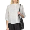 Clearance Nachukara Cotton Polka Dot Band Collar Shirt - White