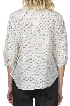 Clearance Nachukara Cotton Polka Dot Band Collar Shirt - White