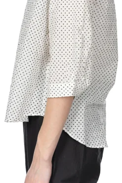 Clearance Nachukara Cotton Polka Dot Band Collar Shirt - White