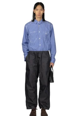 New Junya Watanabe MAN Cotton Polyester Denim x Cotton Linen Twill Pants - Navy