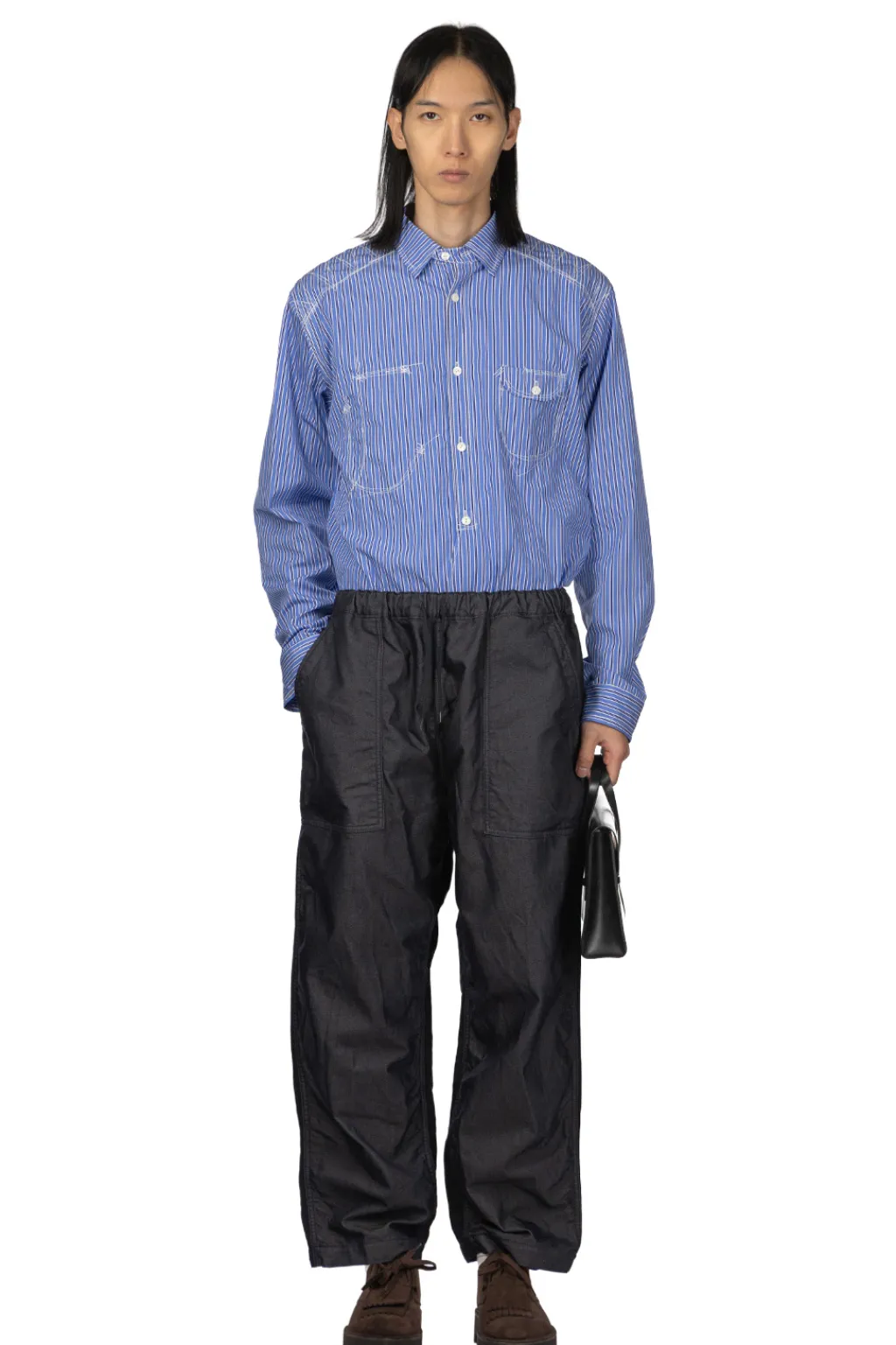 New Junya Watanabe MAN Cotton Polyester Denim x Cotton Linen Twill Pants - Navy