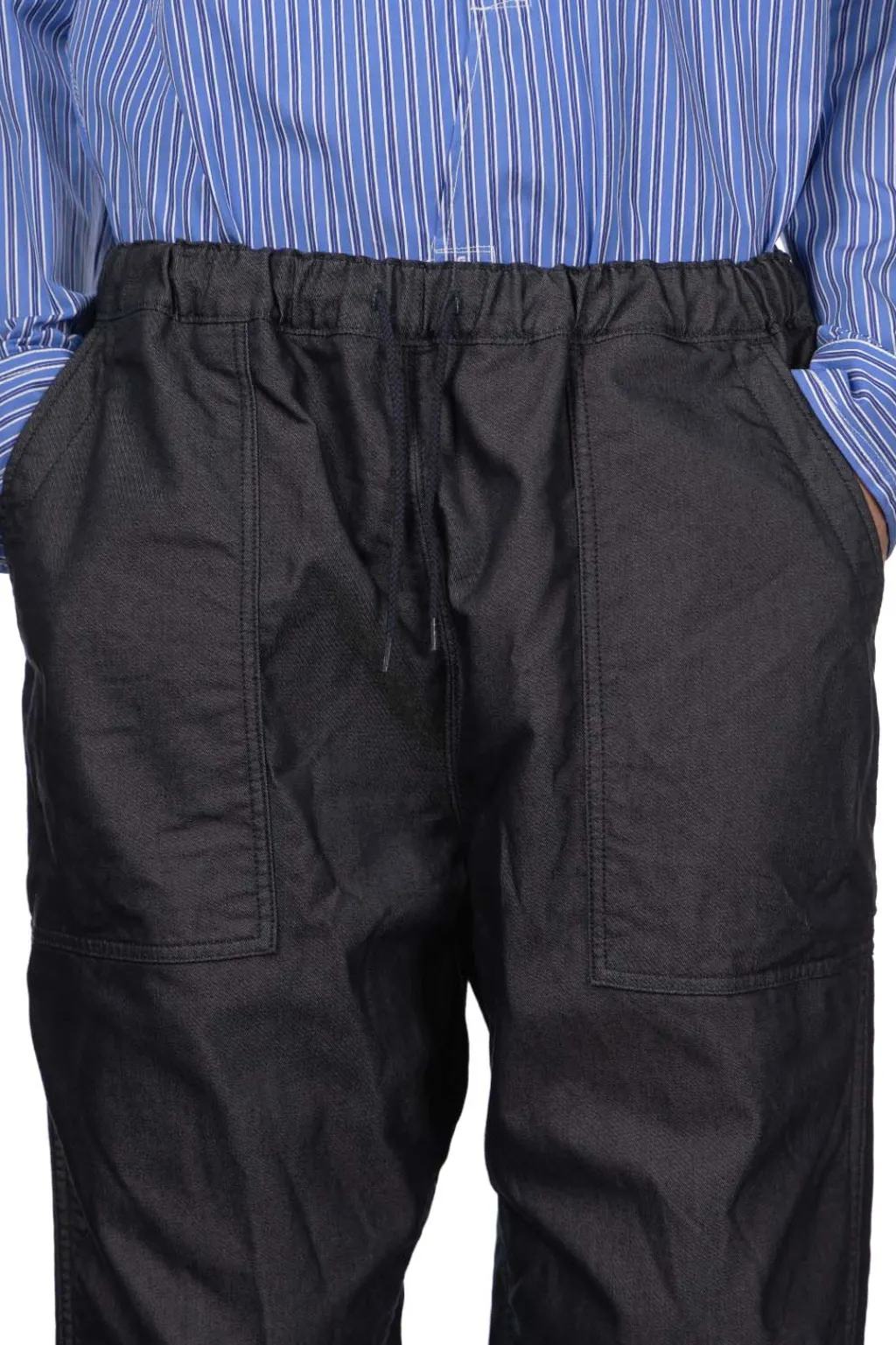 New Junya Watanabe MAN Cotton Polyester Denim x Cotton Linen Twill Pants - Navy