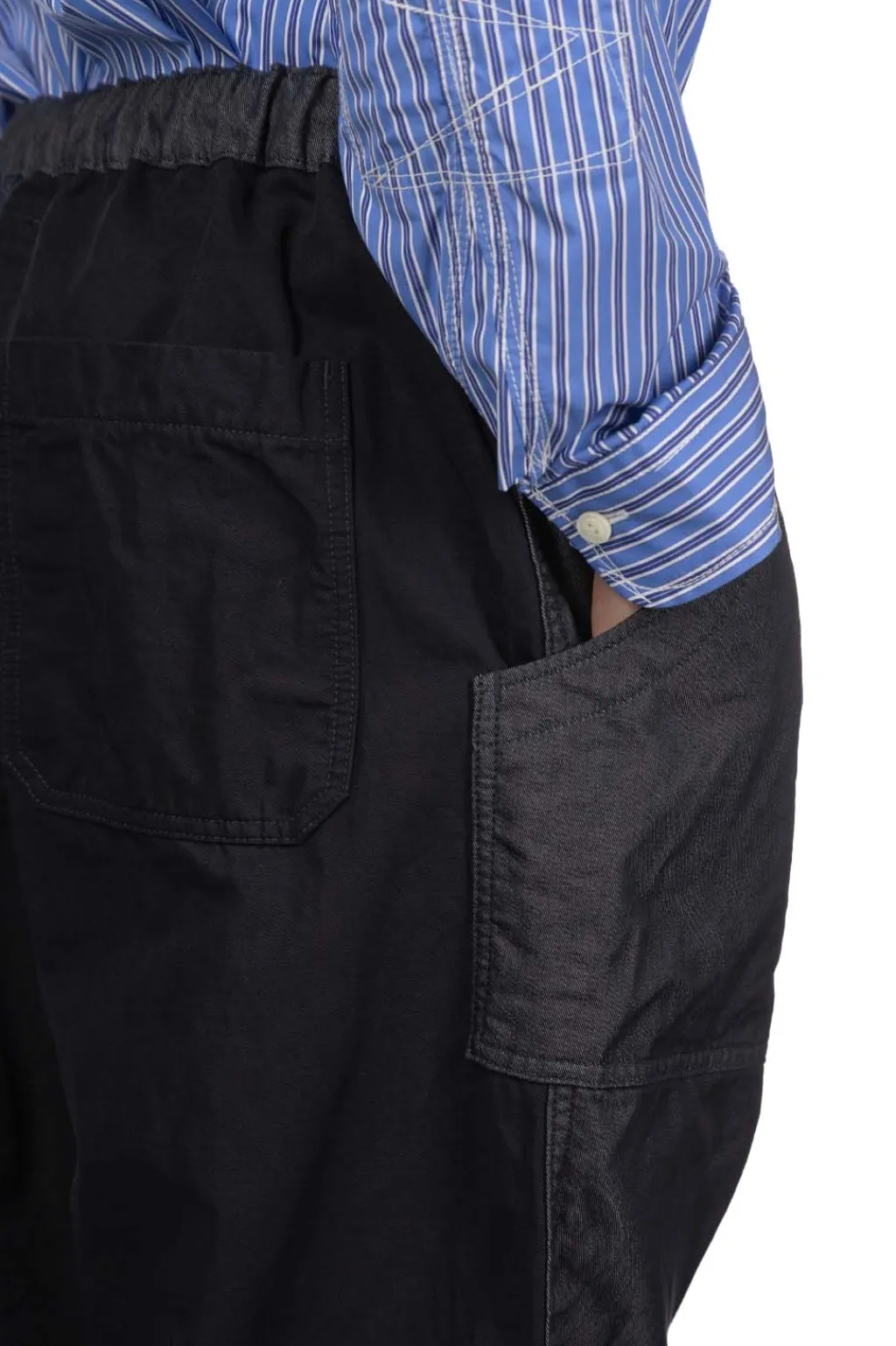 New Junya Watanabe MAN Cotton Polyester Denim x Cotton Linen Twill Pants - Navy