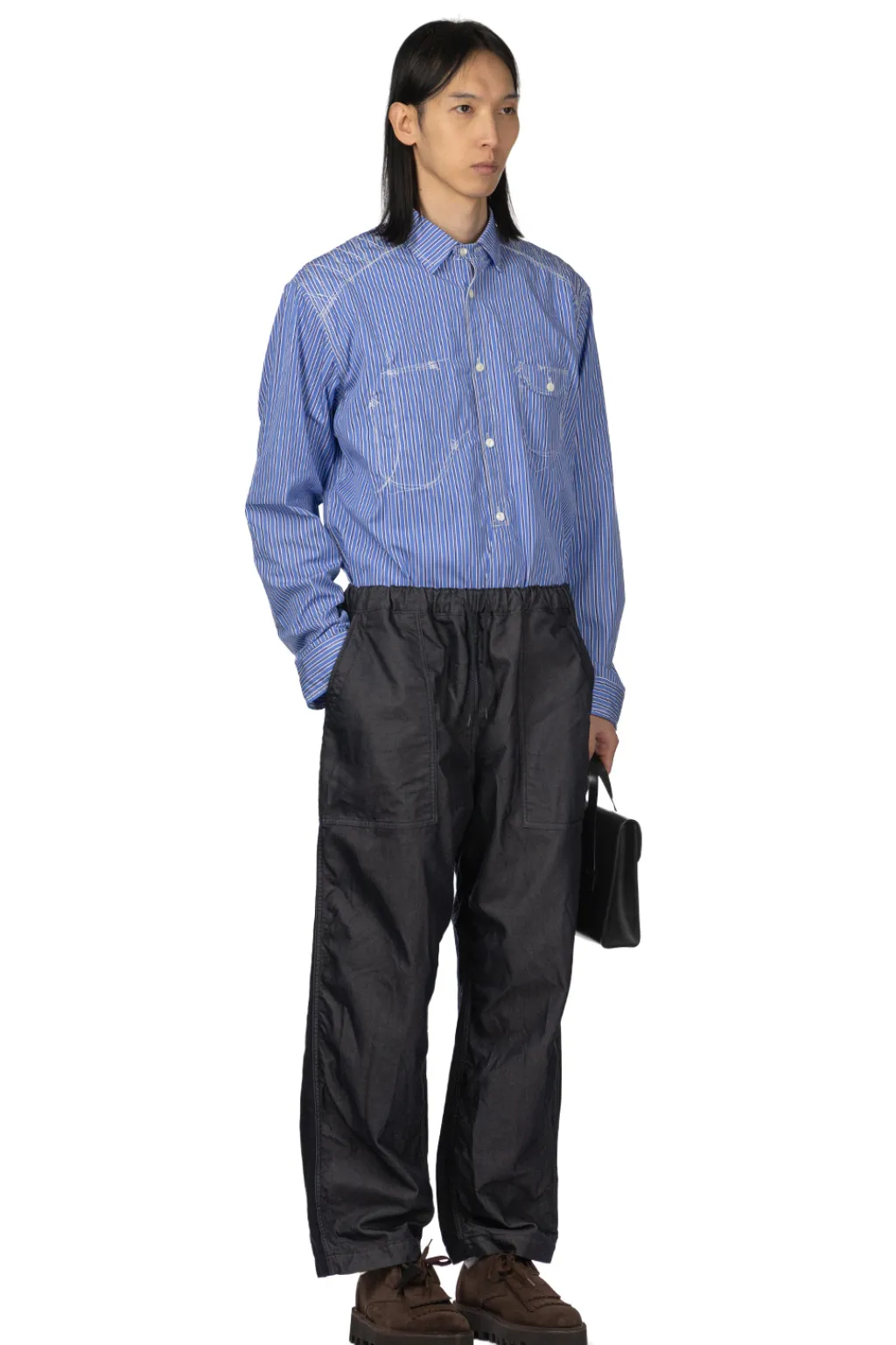 New Junya Watanabe MAN Cotton Polyester Denim x Cotton Linen Twill Pants - Navy