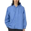 Sale Manual Alphabet Cotton Polyester Poplin Hood Shirt - Sax