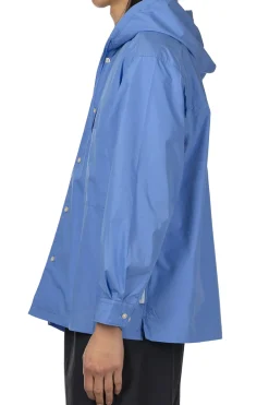 Sale Manual Alphabet Cotton Polyester Poplin Hood Shirt - Sax