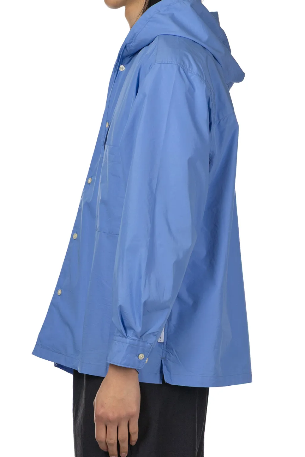 Sale Manual Alphabet Cotton Polyester Poplin Hood Shirt - Sax