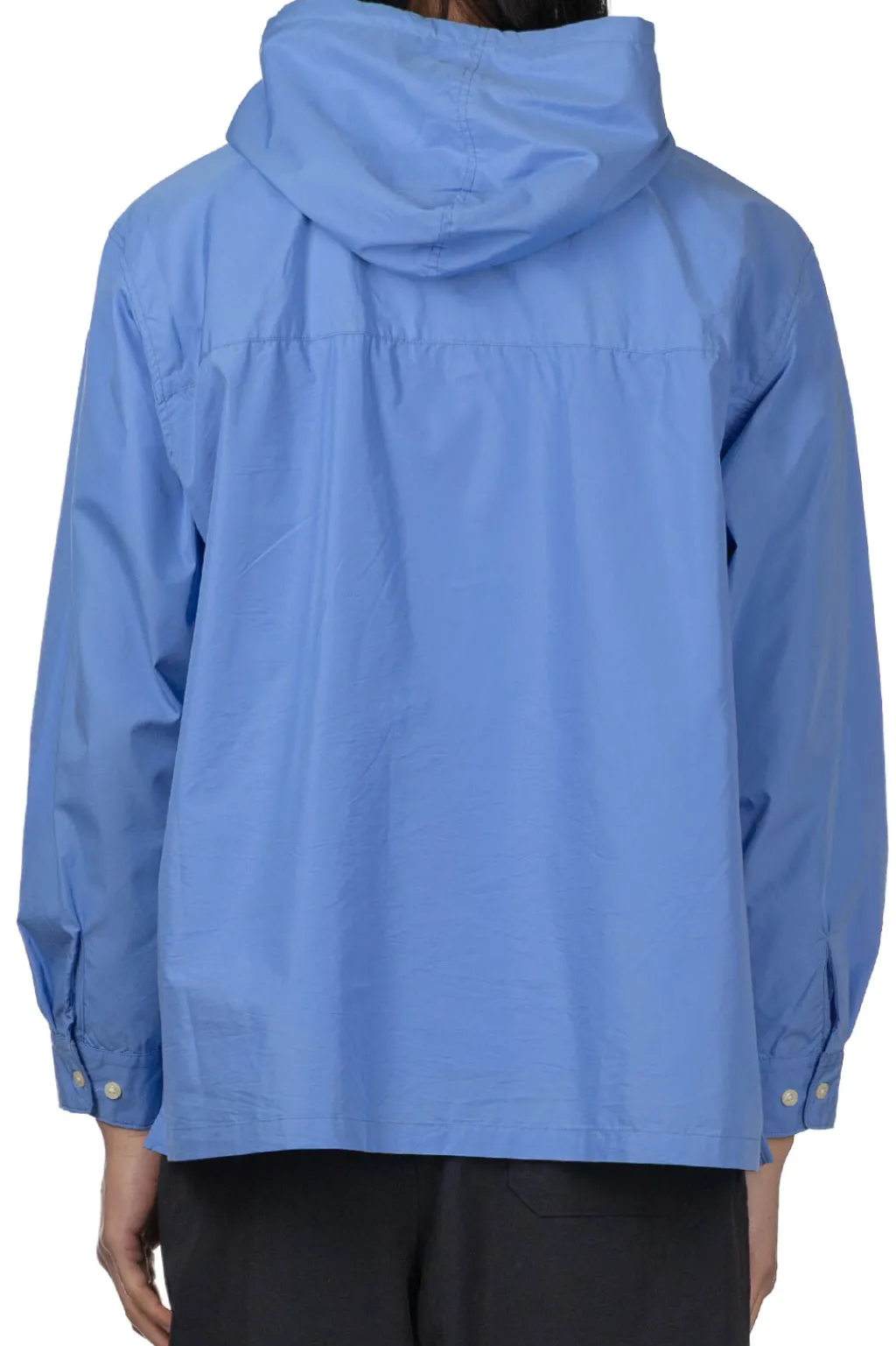 Sale Manual Alphabet Cotton Polyester Poplin Hood Shirt - Sax