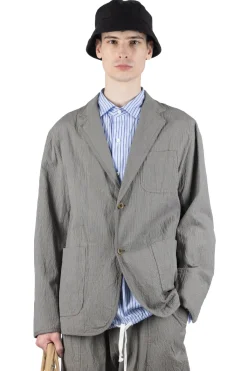 Hot ts(s) Cotton Ramie Silk 2 Button 3 Patch Pocket Piping Jacket