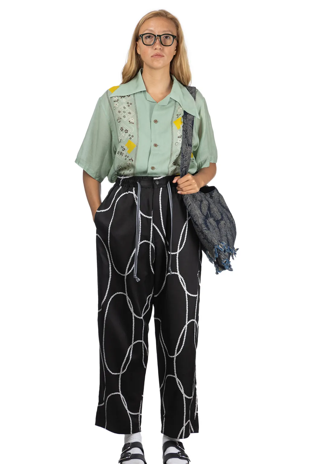 Fashion Kapital Cotton Rayon PEARL-KATABIRA EASY Pants - Black