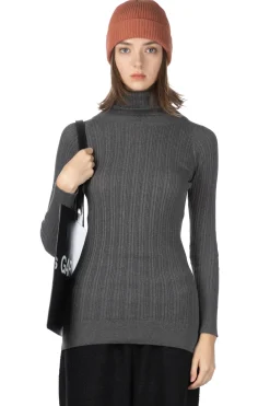 Online NARU Cotton Rib Turtle Neck - Dark Grey