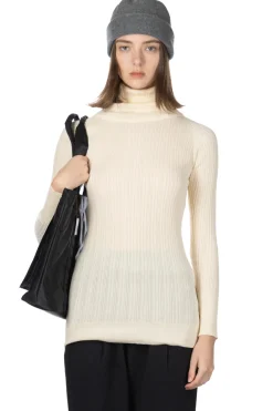 Fashion NARU Cotton Rib Turtle Neck - Ivory