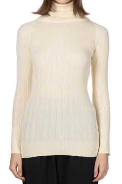 Fashion NARU Cotton Rib Turtle Neck - Ivory