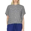 Fashion Nachukara Cotton Shirring Dolman Shirt - Black Check