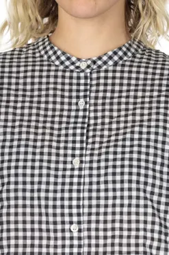 Fashion Nachukara Cotton Shirring Dolman Shirt - Black Check