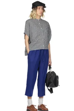 Fashion Nachukara Cotton Shirring Dolman Shirt - Black Check