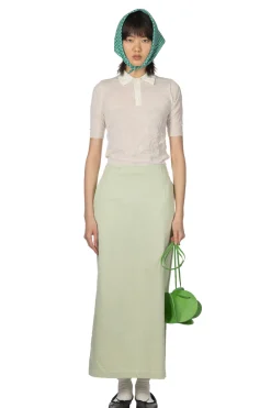 Outlet AURALEE Cotton Slub Rayon Plaiting Skirt - Pistachio