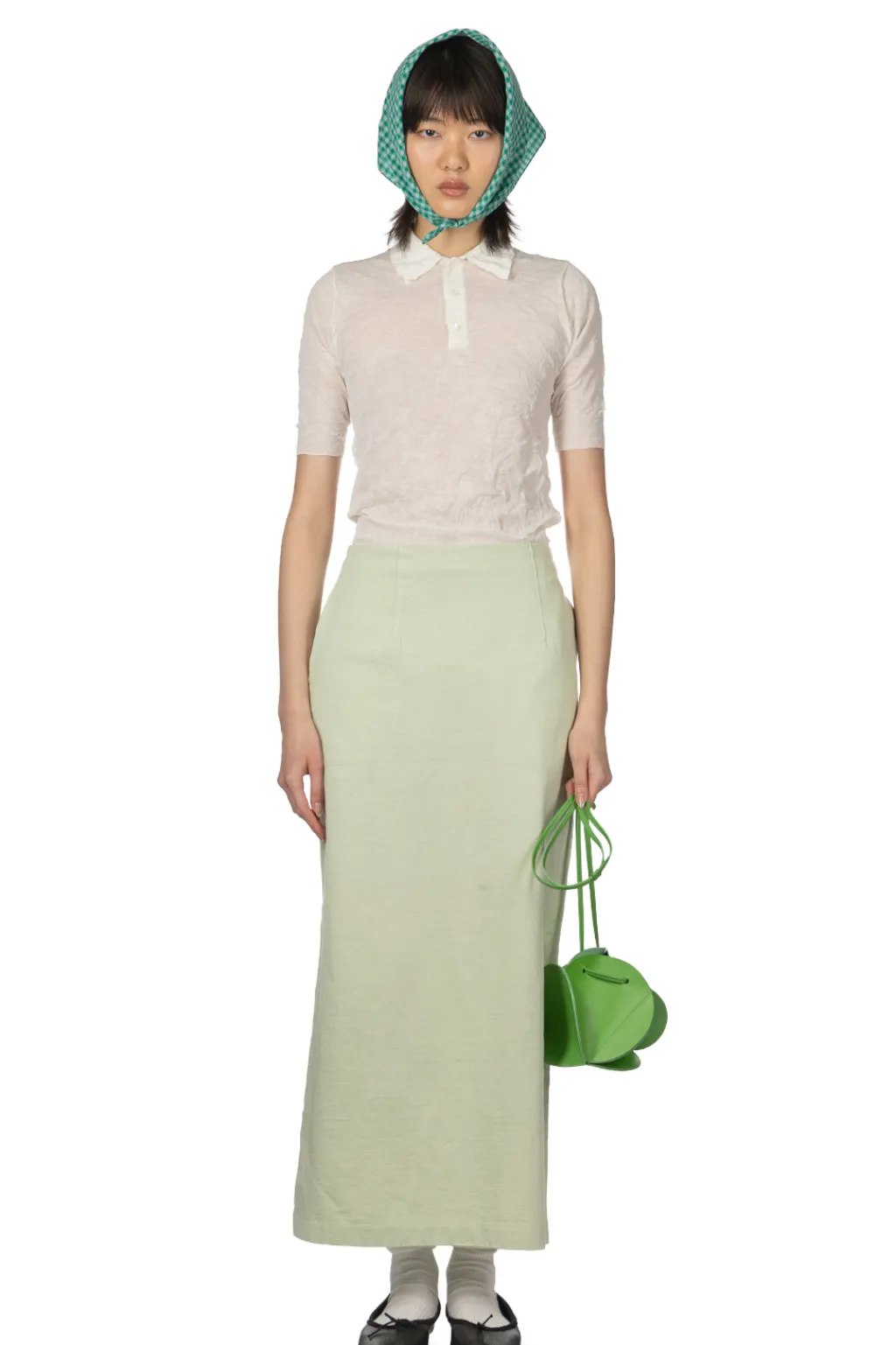 Outlet AURALEE Cotton Slub Rayon Plaiting Skirt - Pistachio