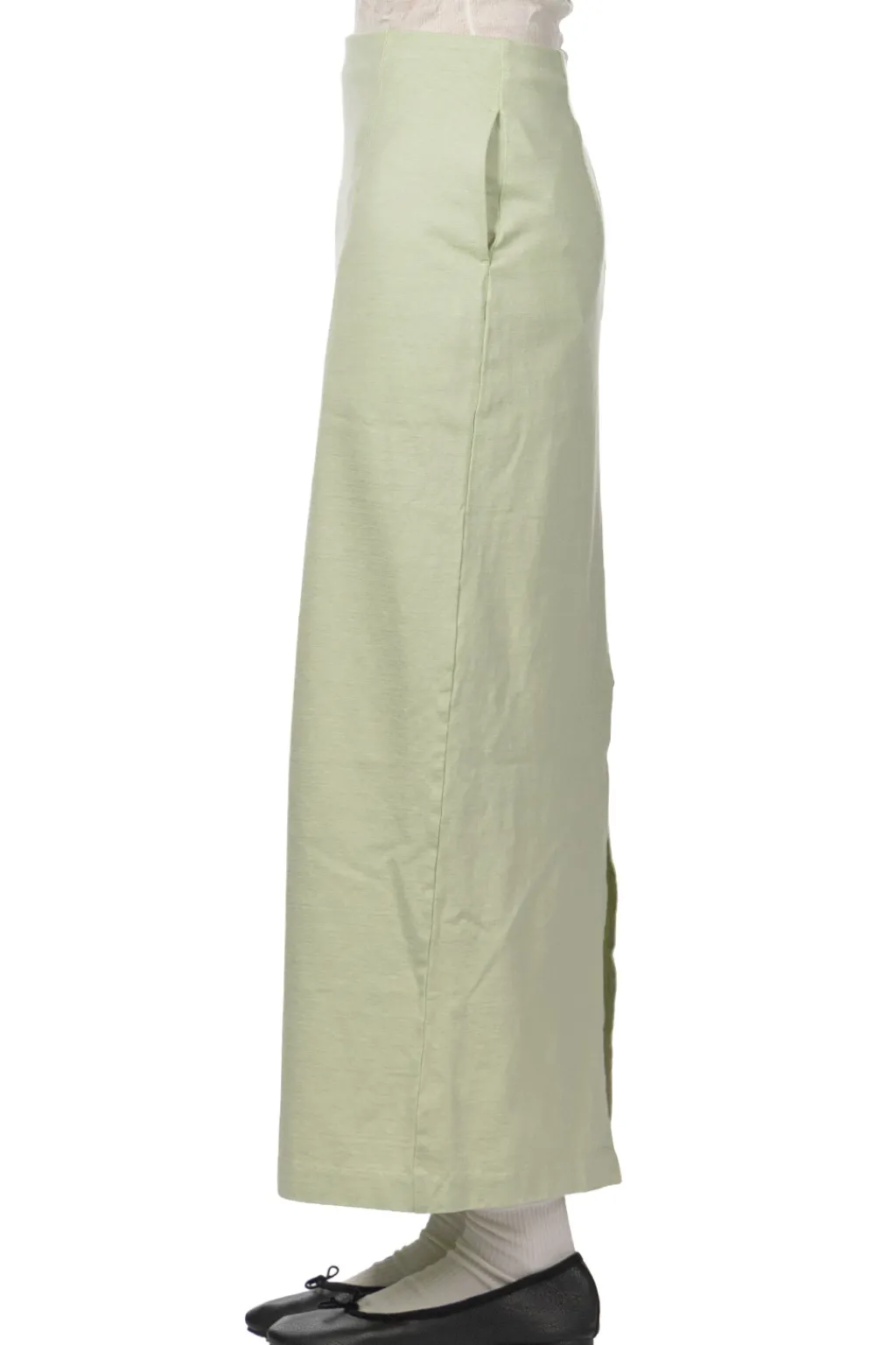 Outlet AURALEE Cotton Slub Rayon Plaiting Skirt - Pistachio