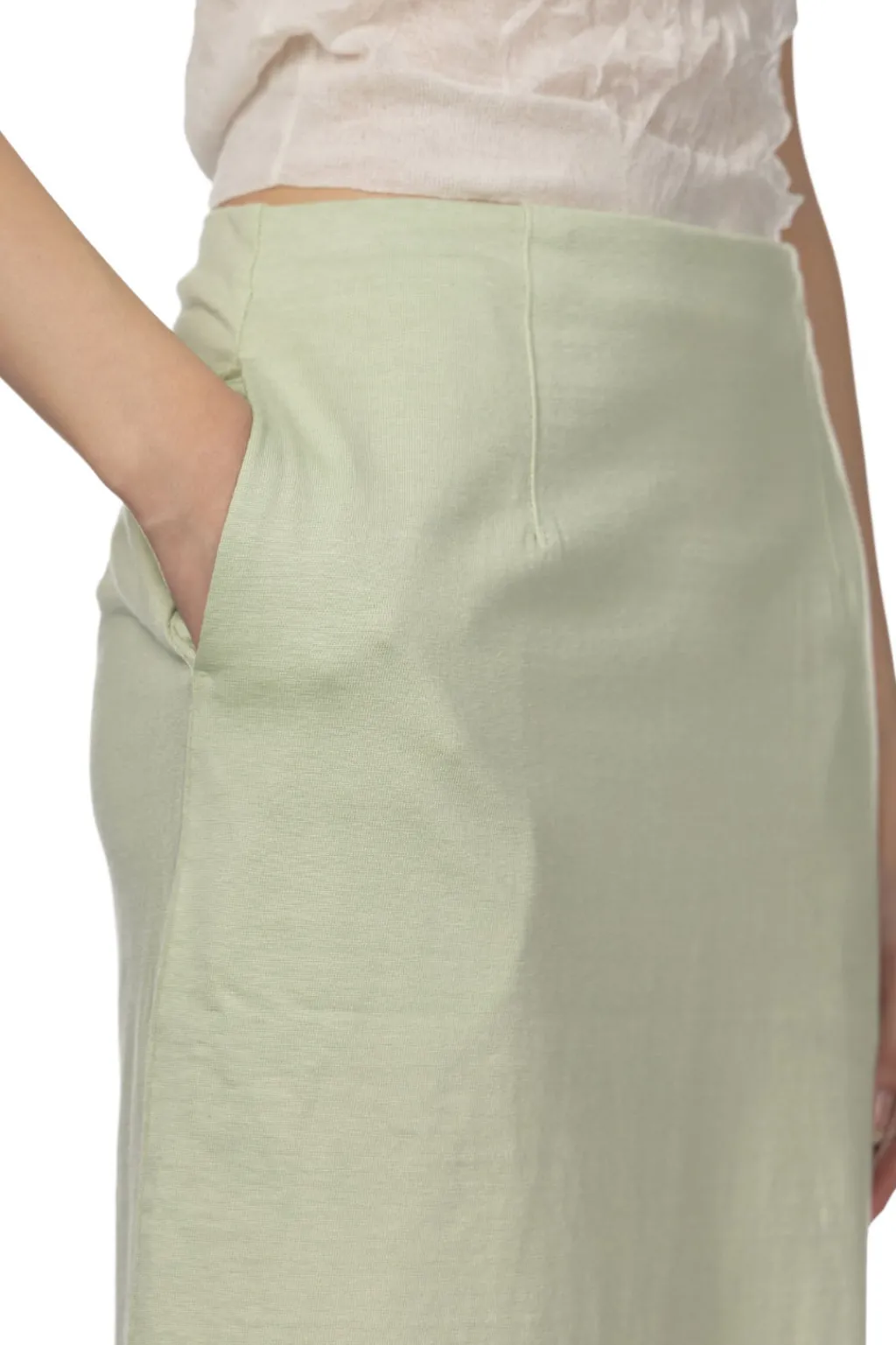 Outlet AURALEE Cotton Slub Rayon Plaiting Skirt - Pistachio