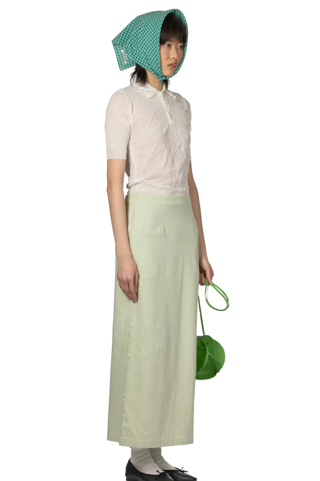 Outlet AURALEE Cotton Slub Rayon Plaiting Skirt - Pistachio