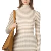 Outlet NARU Cotton Stripe Rib Turtle Neck - Ivory